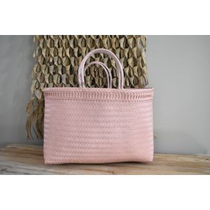 Strandtas - Shopper - Tas - XL roze/wit - Bohemian - Ibiza - Eigen en Anders