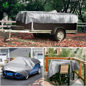 2x3m dekzeil 240 g/m² waterdicht vrachtwagenzeil met ogen, beschermend dekzeil stoffen dekzeil voor tuinmeubilair houten trampoline poll auto, aan beide zijden scheurvast gecoat, grijs