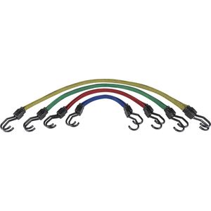 CarComfort Spangordelset, elastische bagagespanners 8 stuks, spanrubber voor transport, spanbanden met stalen haken, duurzame spangordelset