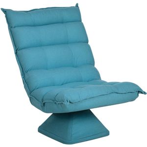 Learnlogic vloerstoel, verstelbaar vloerbankje, draaibaar meditatiestoel, relaxstoel, lazy sofa voor woonkamer & kantoor, blauw