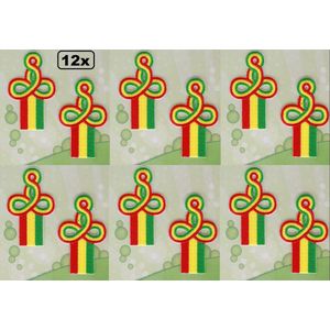 12x Applicaties brandenburgers Limburg rood/geel/groen 8cm x 5cm - Carnaval thema feest party optocht evenement