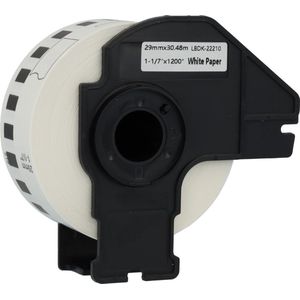 Dappaz - 3 stuks Brother Compatible DK-22210 Label - Doorlopende labelrol - 29 mm x 30,48 m - Zwart op wit - Papier
