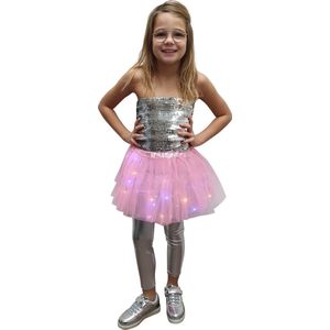 Tutu - Kinder petticoat - Met gekleurde lichtjes - Roze - Ballet rokje