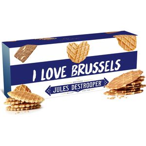 Jules Destrooper Natuurboterwafels & Parijse Wafels met opschrift ""I love Brussels / j’aime Bruxelles"" - Belgische koekjes - 100g x 2