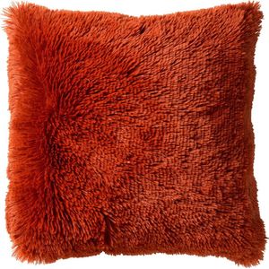 Dutch Decor FLUFFY - Sierkussen 60x60 cm - superzacht - XL kussen - Potters Clay - oranje - Inclusief binnenkussen