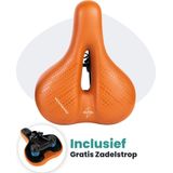 Voltano Dames Fietszadel - Bruin - Uitsparing - Waterdicht - Elastomeer Vering - Gratis Zadelstrop