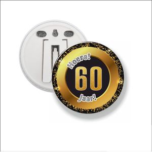 Button Met Clip 58 MM - Hoera 60 Jaar