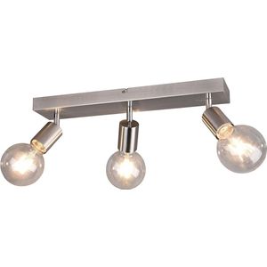 LED Plafondspot - Trion Zuncka - E27 Fitting - 3-lichts - Rechthoek - Mat Nikkel - Aluminium