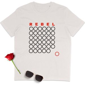 T Shirt Heren - T Shirt Dames - Unisex - Rebel - Korte Mouw - Wit - Maat 3XL