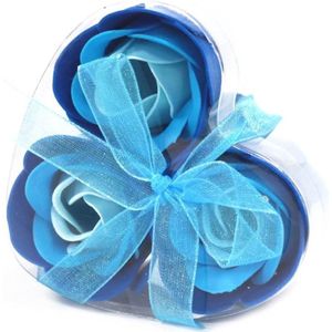 Zeep Bloemen - Blue Wedding Roses - Set van 3