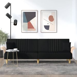 The Living Store Slaapbank - Zwart - 224 x 89 x 70 cm - Verstelbare rugleuning