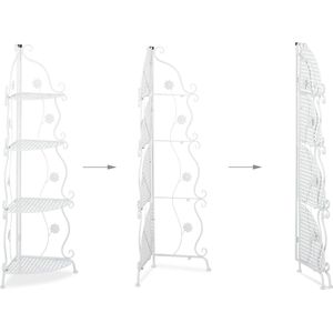 plantenrek hoek, 4 etages, voor binnen & buiten, metaal, HBD: 113,5 x 31 x 31 cm, decoratieve plantentrap, wit