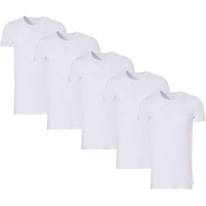 5 Bamboo T-Shirts - Ronde Hals - Super zacht - Antibacterieel - Perfect draagcomfort - 95% Bamboo - Wit - XXL