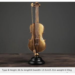 Gouden Luxe Viool Muziekinstrument 17 x 10 x 37 cm - Decoratie - Miniatuur Instrument - Uniek Model - Prachtig Ornament- Muziek Kunst Werk- Hars Ambachten Viool- Droom Cadeau Muziekliefhebber Violist - Orkest- Stijlvol - Modern Gold Violin - Jubileum