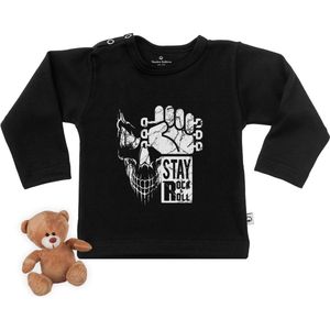 Baby t shirt met Rock and Roll Print - zwart - lange mouw - maat 74/80