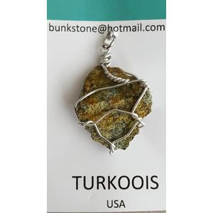Turkoois -100% natuurlijke Edelsteen - Bunkstone - Gratis verzending - Stenen Hangers - Anti allergisch sieraad - Edelstenen - Spirituele steen - Gratis koordje