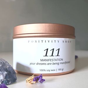 Positivity Shop™ - 111 Angel Number Edelsteen Geurkaars - Edelstenen - Rose Gold - Vegan