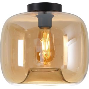 Plafondlamp Preston 28cm Amber - Ø28cm - E27 - IP20 - Dimbaar > plafoniere amber glas | plafondlamp amber glas | plafondlamp eetkamer amber glas | plafondlamp keuken amber glas | led lamp amber glas | sfeer lamp amber glas