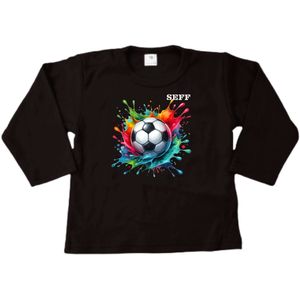 Shirt kind - Naam - Sport - Voetbal - Kinder shirt met lange mouwen - Voetbal shirt met naam - Maat 110/116