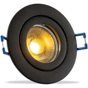 IP44 Platte LED inbouwspot Vivian - badkamer of buiten - Ronde spot - Zwart - Extra Warm Wit - 2700K - 3.8 Watt - Integral