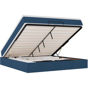 vidaXL - Ottoman - bed - met - matras - 160x200cm - stof - blauw