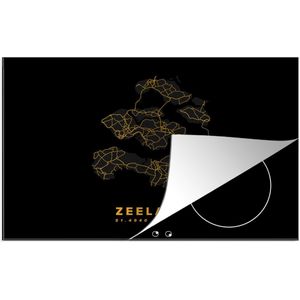 KitchenYeah® Inductie beschermer 81.6x52.7 cm - Zeeland - Nederland - Wegenkaart - Goud - Kookplaataccessoires - Afdekplaat voor kookplaat - Inductiebeschermer - Inductiemat - Inductieplaat mat