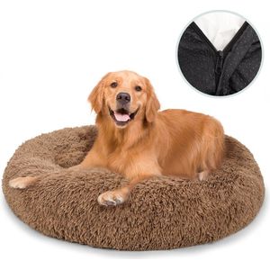 Behave Hondenmand Deluxe - Maat XXL - 100 cm - Hondenkussen - Hondenbed - Donutmand - Wasbaar - Fluffy - Donut - Bruin
