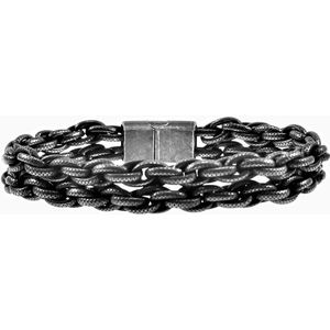 Dubbel Armband Heren - Verouderd Roestvrij Staal - Gevlochten Armband - Schakelsarmband