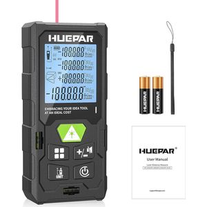 Laserafstandsmeter 120M - Lasermeetapparaat met LCD Display, Meting van Afstand, Oppervlakte en Volume, Pythagoras-modus