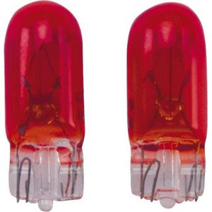 AutoStyle T-10 12V/5W Lampen 12V Rood (Coated), set à 2 stuks