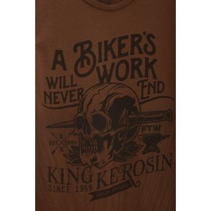 King Kerosin T-Shirt Bikers Work Watercolour Brown-S