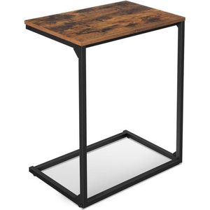 Salontafel - Bijzettafel - Kleine banktafel - Metalen Frame - Bruin Zwart