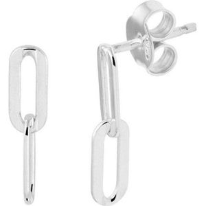 YO&NO - Oorbellen - Zilver -  Oorhangers - Schakelvorm - 4 mm - 16 mm - Sieraden Vrouw - Gerhodineerd - Zilver 925