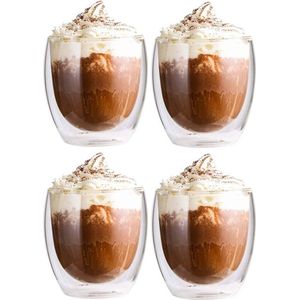 Dubbelwandige Glazen - 4 Stuks - 250ml - Koffieglazen - Theeglazen - Cappuccino Glazen