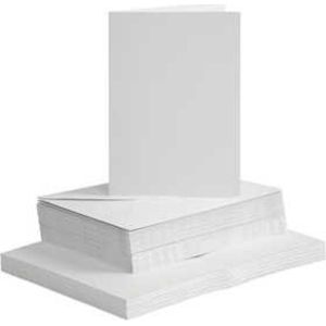 Kaarten En Enveloppen - Kaartenset - Dubbelzijdige Kaarten - DIY - Kaarten Maken - Wit - A6 - Kaart: 10,5x15cm 240 Gram - Envelop: 11,5x16,5cm 120 Gram - 50 Sets