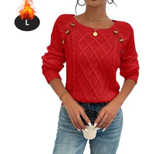 Livano Sweater Dames - Sweaters - Hoodie - Warme Trui - Vest - Rood - L
