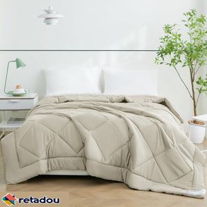 Retadou - Dekbed, zomerdekbed, 200 x 200 cm, zomerdekbed, XL, 200 x 200 cm, licht, dun, zacht, ademend zomerdekbed 2 m, deken 150 g/m², microvezel, beige (200 x 200 cm)