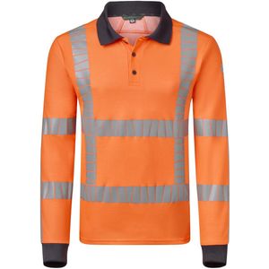 HAVEP Polo met Lange mouwen RWS+ 10083 - Fluo Oranje/Charcoal - 3XL