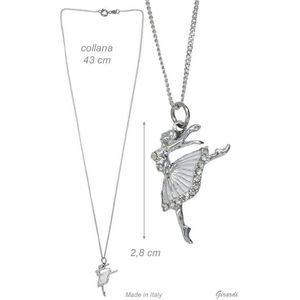 Alista Ballet ketting met strass - Ballerina in Arabesque pose - zilver kleurige ballerina hanger - cadeau voor dansliefhebbers