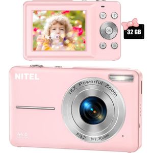 Nitel Digitale Camera - Fototoestel - Fotocamera - Compact Camera - Vlog Camera - Voor Kinderen - Inclusief 32GB