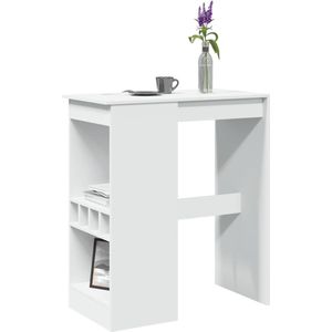 vidaXL Bartafel - wit - met rekken - 90x47,5x103,5 cm Bartafel - Bartafels - Statafel - Statafeltje