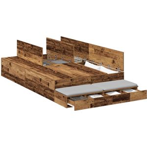 vidaXL - Opslagbedframe - Oude - hout - Massief - hout - 120 - x - 190 - cm - Opslagbedframe