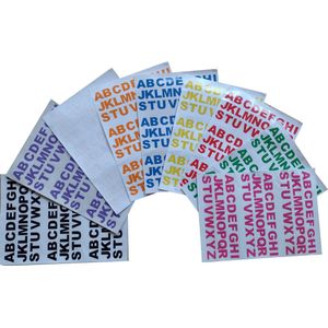 plakletters | 9 vellen 9 kleuren | alfabet stickers |  stickervellen alfabet |  grote verpakking 702 letters