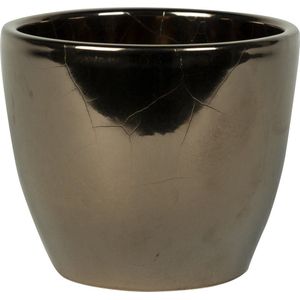 Plantenpot/bloempot in een strakke Scandinavische look goud Dia 13 cm en Hoogte 11 cm glanzend