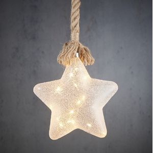 Luca Lighting Ster aan Touw Kerstverlichting met 15 LED Lampjes - H100 x Ø20 cm - Frosted White