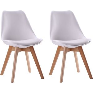 Set van 2 witte NORA Scandinavische stoelen met kussen