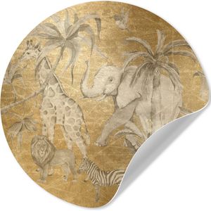 Slaapkamer decoratie - Jungle - Kinderen - Goud - Kinderen - Dieren - Decoratie voor kinderkamers - 80x80 cm - Behangsticker kinderen