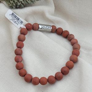 MAT WOOD BEADS ARMBAND SILVER