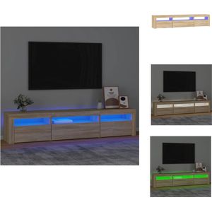 vidaXL TV-meubel - Sonoma eiken - 195 x 35 x 40 cm - Met RGB LED-verlichting - Kast
