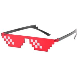 Freaky Glasses - Thug Life Zonnebril - Festivalbril - 6 Pixels - Deal with it - Feest - Meme - Zonnebril - Glasses - Rood